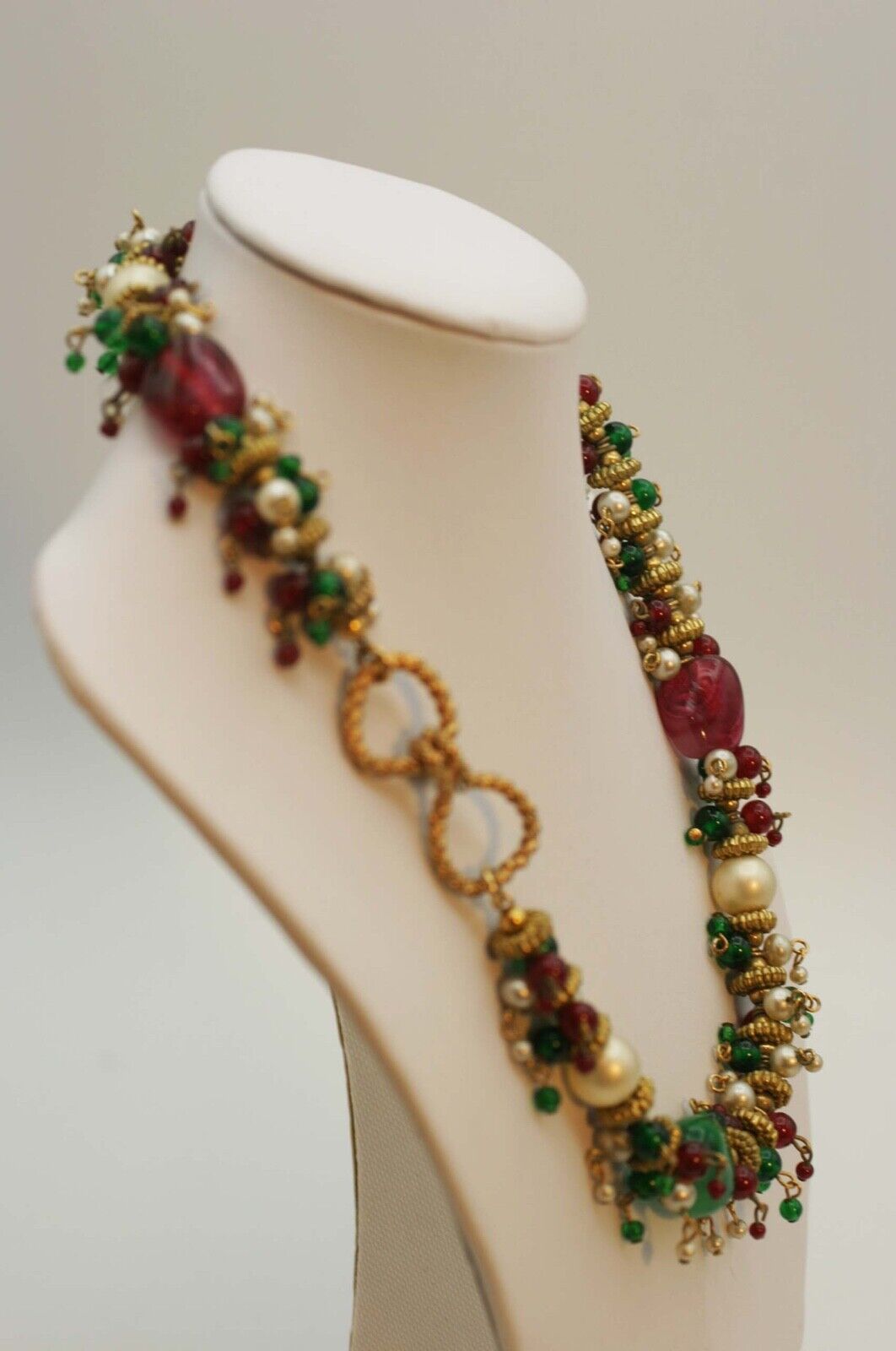 Exquisite Moghul Style Necklace Gripoix Poured Glass for CHANEL 1960's